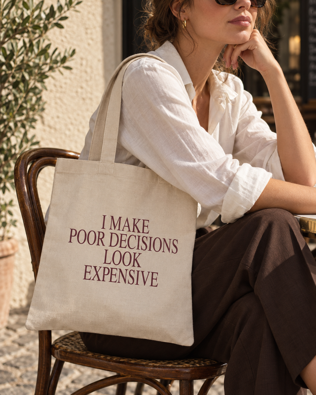 I Make Poor Decisions Look Expensive canvas tote lifestyle photo
